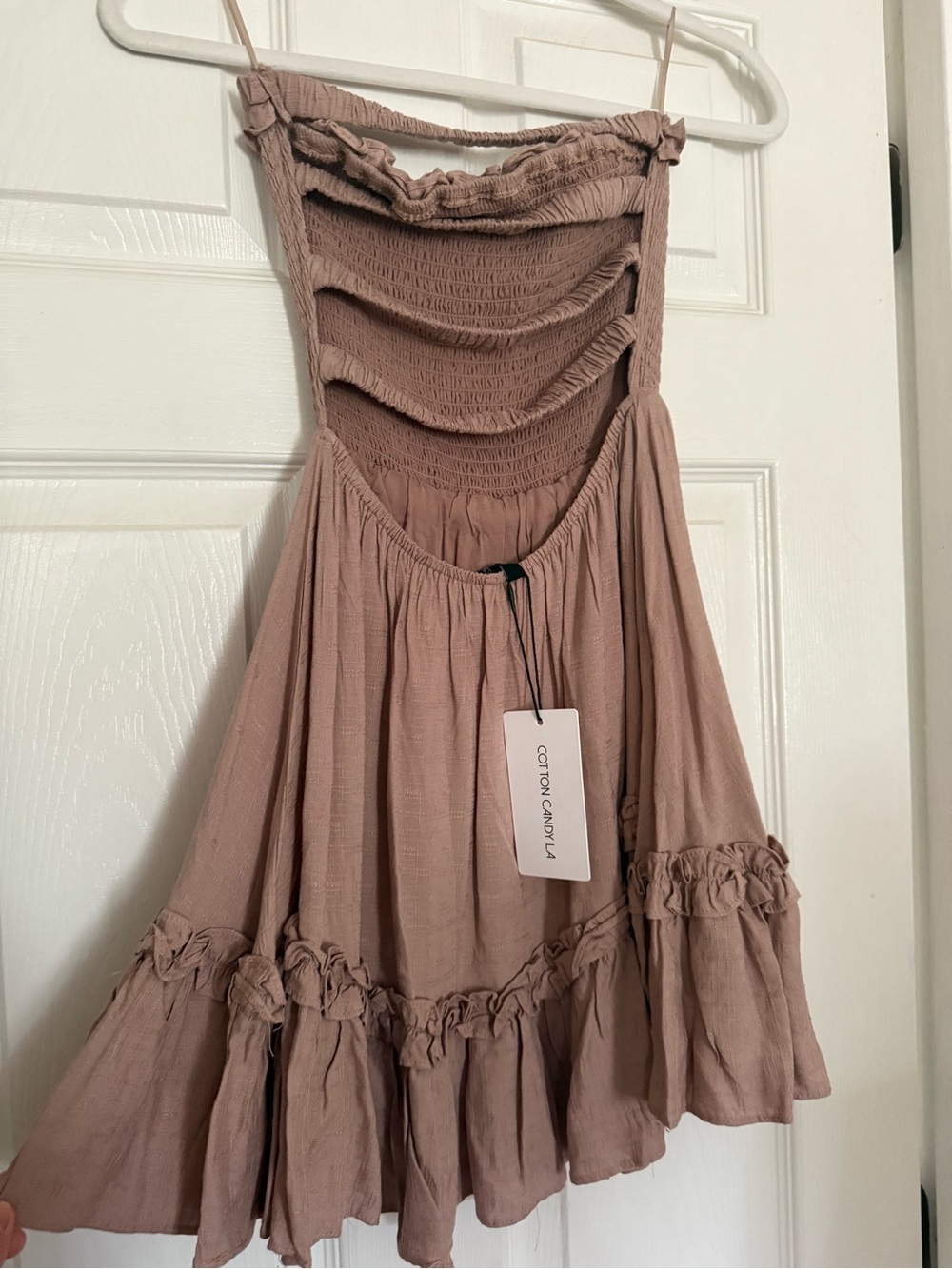 NWT Cotton Candy LA Brown Open Back mini dress